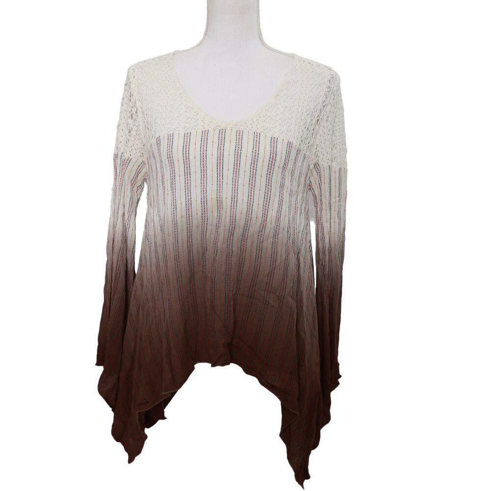 Gimmicks Brown And‎ White Ombre Crochet Top size small